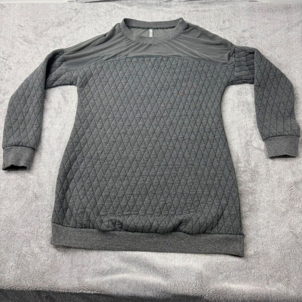 Pink Blush Gray Oversized Quilted Mesh Sweater